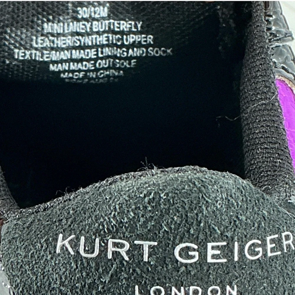 Kurt Geiger Size 12 Mini Laney Butterfly Black Croc Platform Sneakers Kids Girls